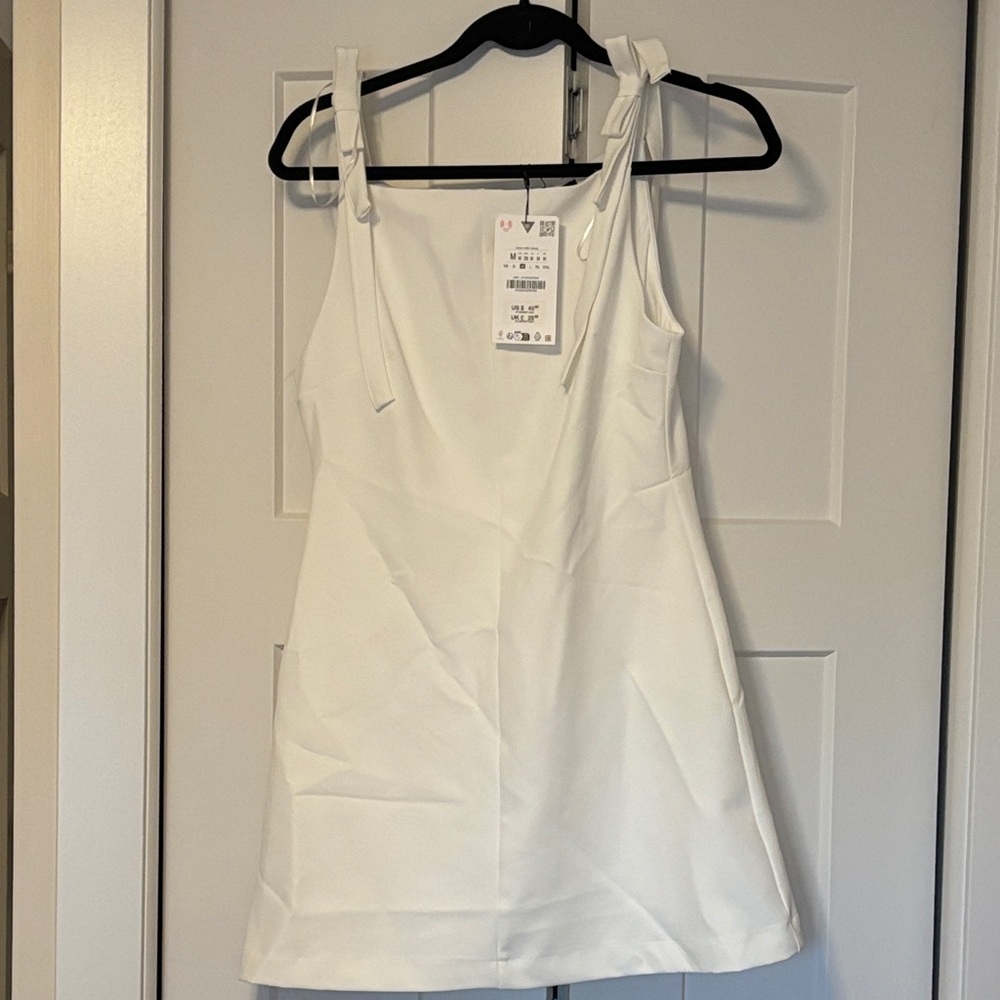 NWT White Sleeveless Mini Dress with Bow Straps